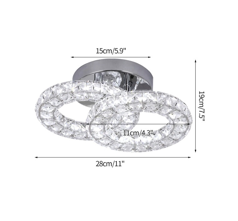 Kristallen Gangpad Lamp - 2 Ring Crystal Led Lamp - Moderne lamp -LED Plafondlamp - Plafonniere