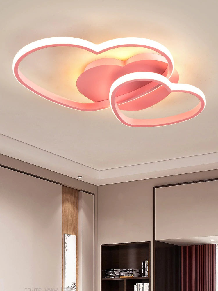 Harten Plafondlamp - Met Afstandsbediening - Roze - Dimbaar - Woonkamerlamp - Moderne lamp - Plafoniere