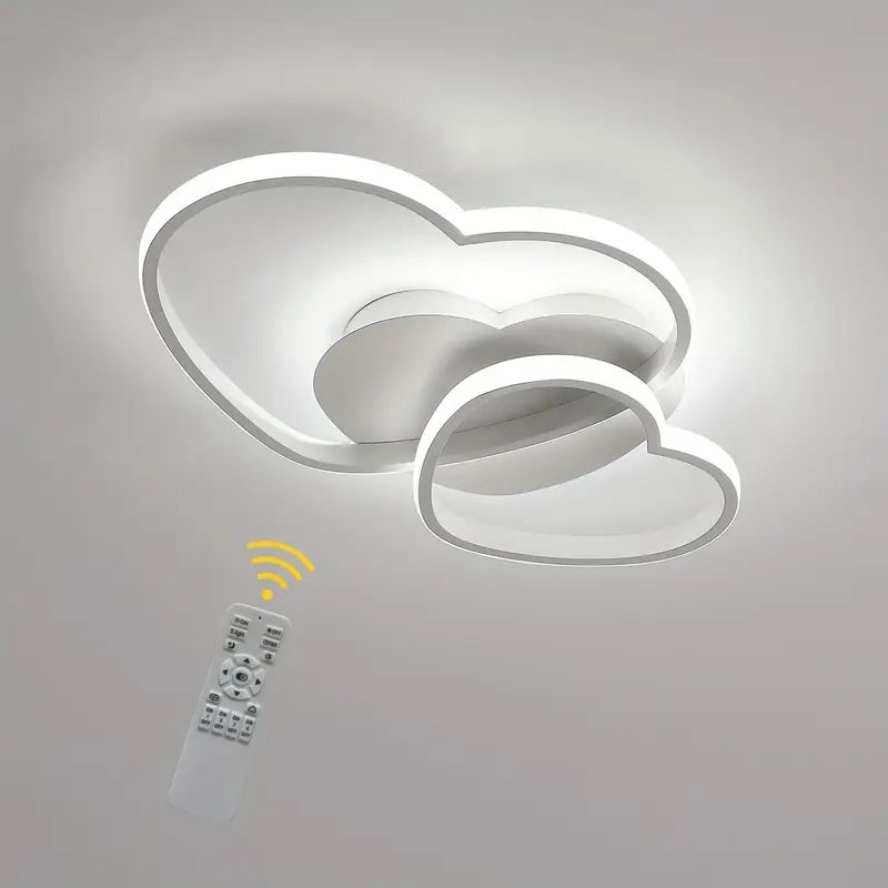 Modern Heart LED Ceiling Light - White - Dimmable With Remote Control - For Living And Dining Room - Ceiling Fixture