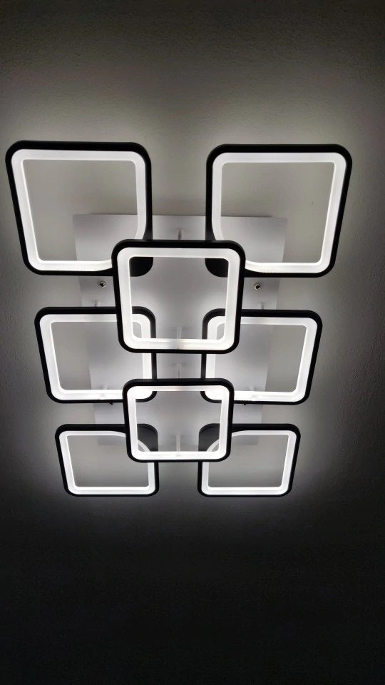 LuxiLamps - 8 Kop Plafondlamp - Smart lamp - Zwart - 90cm - Afstandsbediening en APP - Woonkamerlamp - Plafonniere