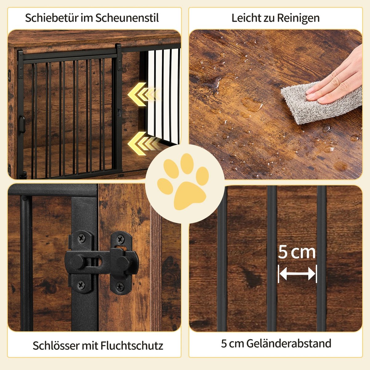 dog crate furniture - 100 cm - brown - 2 sliding doors - dog box - dog crate - beautiful design - multifunctional - coffee table / TV stand - chew and scratch resistant