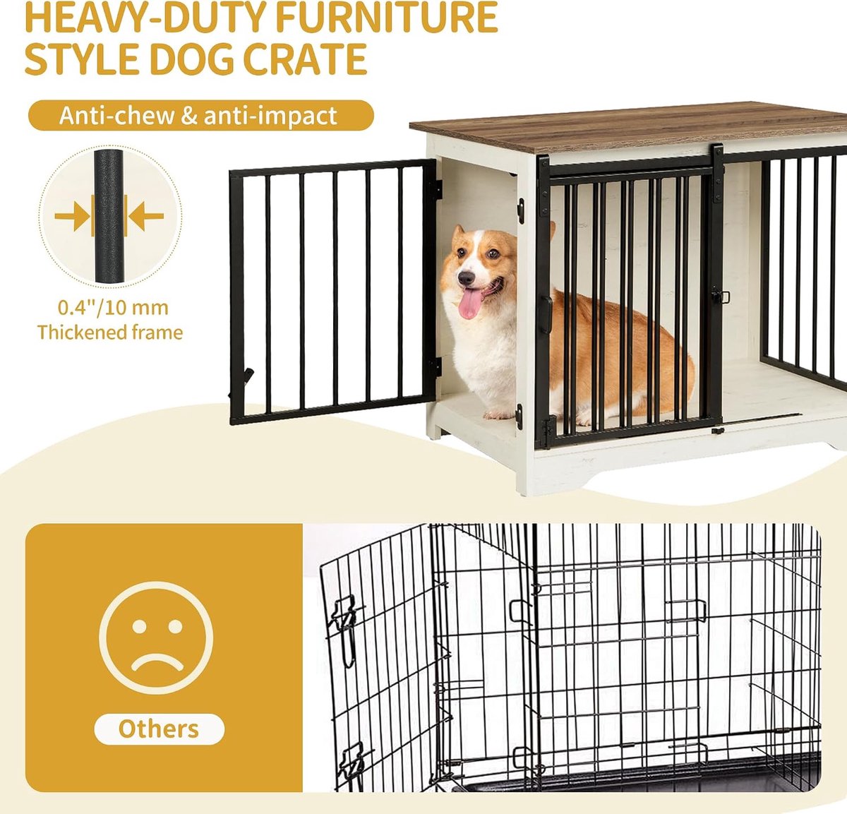 Hondenbench - Meubel - Hondenkooi - Hondenhok - Hondenbox -Salontafel - 2 Deuren - Schuifdeur - 49 × 69 × 64.5 cm - Wit