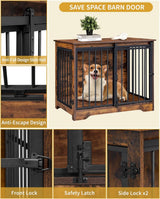 Dog Crate - Furniture - Dog Cage - Dog Kennel - Dog Pen - Coffee Table - 2 Doors - Sliding Door - 49×69×64.5 Cm - Brown