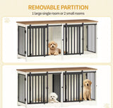 Dog Crate - Furniture - Dog Cage - Dog Kennel - Dog Box - Coffee Table - Sliding Door - 4 Doors - 136 x 49 x 65 cm - White