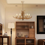 Wooden Chandelier - 6-Arm Wooden Chandelier - Deer Antler Style - 75 cm - Pendant Light - Living Room Lamp - Modern Lamp