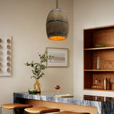 Wooden Wine Barrel Pendant Lamp - Vintage Retro Chandelier - Black - 90 Cm Adjustable Chain - E27