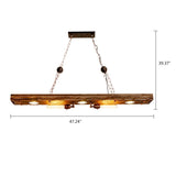 Industrial Wood And Metal Pendant Light - Antique Chandelier - Length Approx. 120 cm - E27 - Adjustable - For Kitchens And Dining Rooms