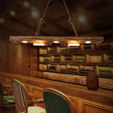 Industrial Wood And Metal Pendant Light - Antique Chandelier - Length Approx. 120 cm - E27 - Adjustable - For Kitchens And Dining Rooms