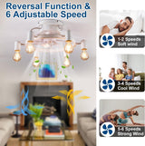 Industrial Retro Ceiling Fan With Light - White - Ø52 cm - 6x E27-Sockets - 6 Speeds - App And Remote Control