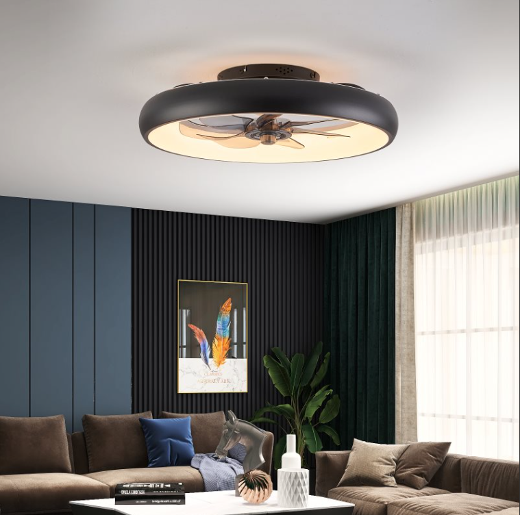 LuxiLamps - LED Ventilator Plafondlamp - Plafondventilator - Zwart - Met Dimmer - 50 cm - 6 Standen Ventilator - Keuken Lamp - Woonkamerlamp - Moderne Lamp