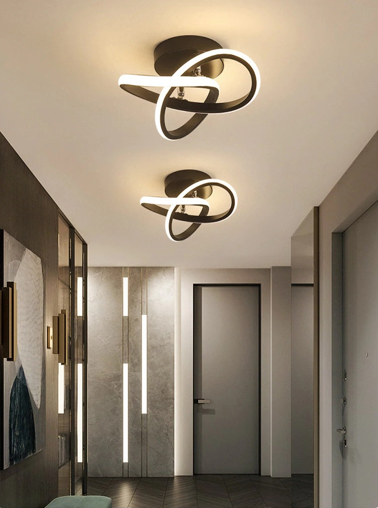 Modern Curl Lamp - Chandelier - Black - Aisle or Hall Lamp - LED Lighting - Ceiling Lamp