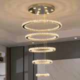 Crystal Pendant Light - 5-Ring Chandelier - Crystal LED Pendant Lamp - 3 Colors - Living Room Lamp - Modern Lamp - Pendant Light