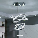 Crystal Pendant Light - 5-Ring Chandelier - Crystal LED Pendant Lamp - 3 Colors - Living Room Lamp - Modern Lamp - Pendant Light