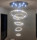 Crystal Pendant Light - 5-Ring Chandelier - Crystal LED Pendant Lamp - 3 Colors - Living Room Lamp - Modern Lamp - Pendant Light