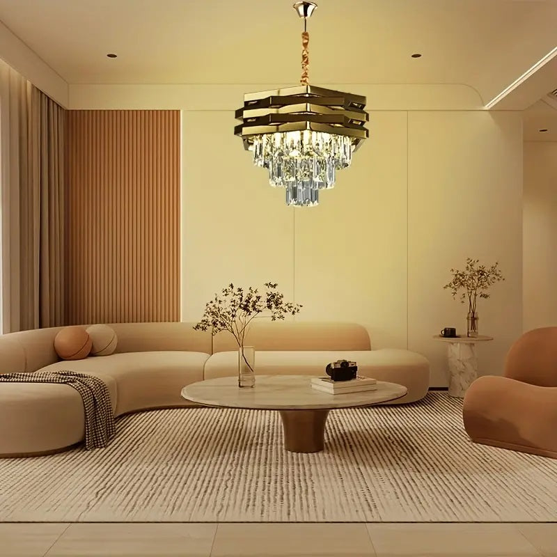 Crystal Chandelier - Gold - Pendant Light - Living Room Lamp - Modern Lamp - Ceiling Light