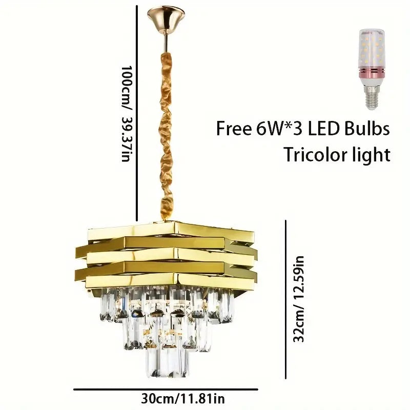 Crystal Chandelier - Gold - Pendant Light - Living Room Lamp - Modern Lamp - Ceiling Light