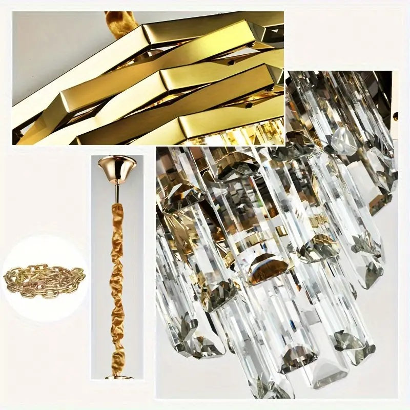 Crystal Chandelier - Gold - Pendant Light - Living Room Lamp - Modern Lamp - Ceiling Light