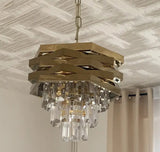 Crystal Chandelier - Gold - Pendant Light - Living Room Lamp - Modern Lamp - Ceiling Light