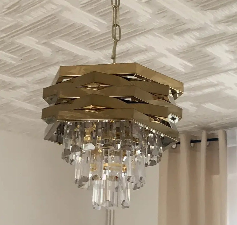 Crystal Chandelier - Gold - Pendant Light - Living Room Lamp - Modern Lamp - Ceiling Light