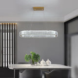 Oval Crystal LED Pendant Light - Modern Chandelier - Gold - With Remote Control - For Living And Dining Rooms