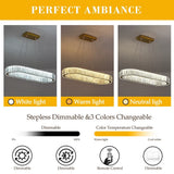 Oval Crystal LED Pendant Light - Modern Chandelier - Gold - With Remote Control - For Living And Dining Rooms
