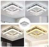 Square Crystal LED Ceiling Light - 40 cm - 24 W - Dimmable With Remote Control - 3 Adjustable White Light Tones - Modern Chandelier For The Living Room