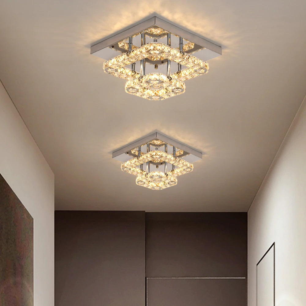 K9 Crystal LED Ceiling Light - Stainless Steel - Warm White - 24 W - Surface Mounting - Wall Switch