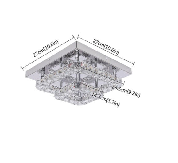 K9 Crystal LED Ceiling Light - Stainless Steel - Warm White - 24 W - Surface Mounting - Wall Switch
