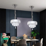 Crystal Pendant Light - Chrome - Modern Chandelier With Ornaments - Bulbs Included - Decoration For The Living Room