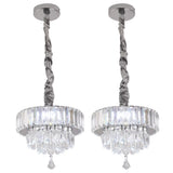 Crystal Pendant Light - Chrome - Modern Chandelier With Ornaments - Bulbs Included - Decoration For The Living Room