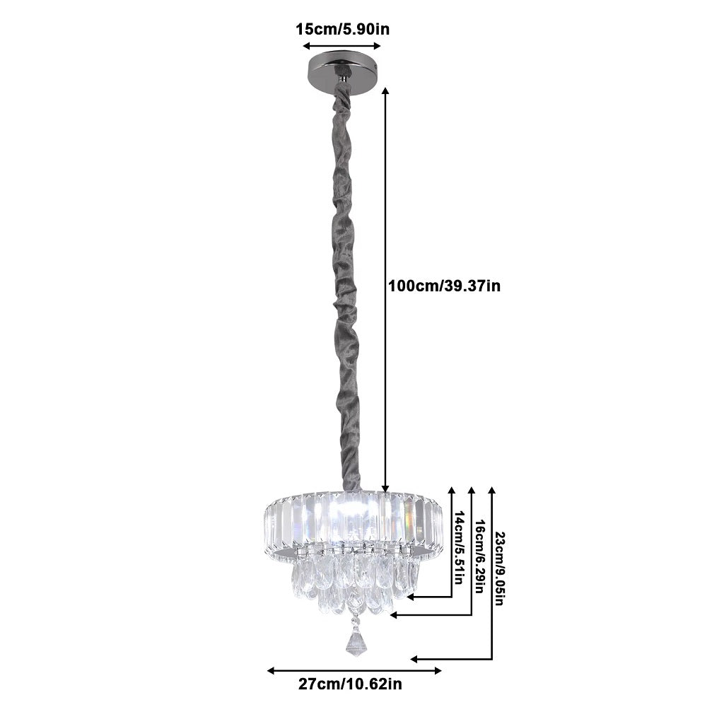 Crystal Pendant Light - Chrome - Modern Chandelier With Ornaments - Bulbs Included - Decoration For The Living Room