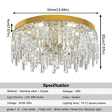 Gold LED Ceiling Chandelier - Ø 50 cm - 3 Switchable White Light Colours - With Decorative Hangers - Luxury Home Decoration