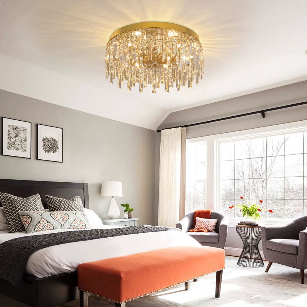 Gold LED Ceiling Chandelier - Ø 50 cm - 3 Switchable White Light Colours - With Decorative Hangers - Luxury Home Decoration