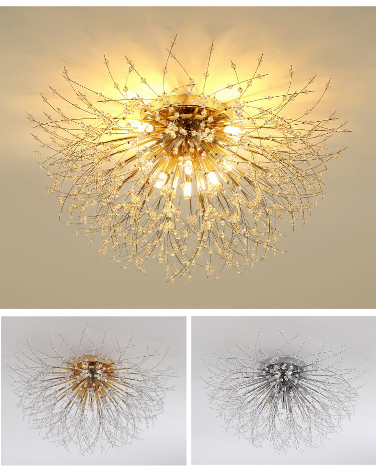Crystal Ceiling Light | Chandelier | 8 Light Points | Silver | Crystal Ceiling Lamp | 55 cm | Modern lamp