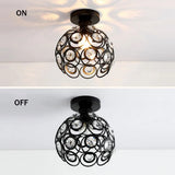 Crystal Ceiling Lamp - LED Round Crystal - Chandelier - Black - Aisle or Hall Lamp - Crystal Led Lamp - Ceiling Light