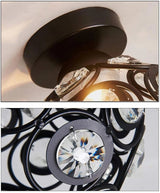 Crystal Ceiling Lamp - LED Round Crystal - Chandelier - Black - Aisle or Hall Lamp - Crystal Led Lamp - Ceiling Light