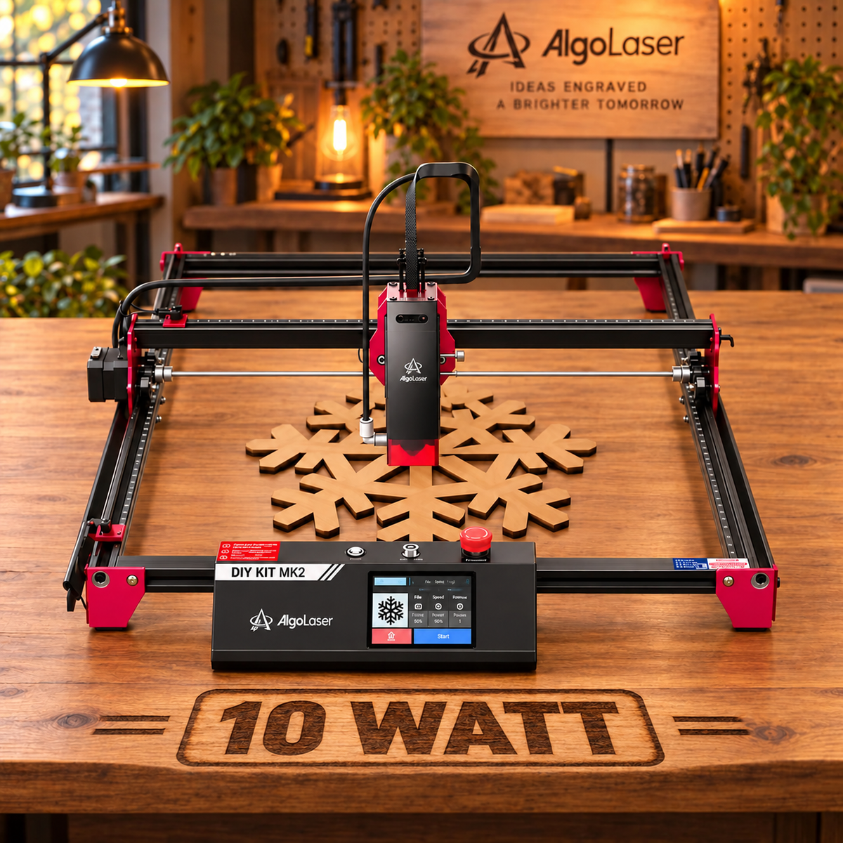 Laser Engraving Machine 10W - 3.5 Inch Touchscreen - Laser Cutter - All-in-One Laser Printer - Engraving - Display - Black - Wood Acrylic Laser Cutting Machine - App Controllable