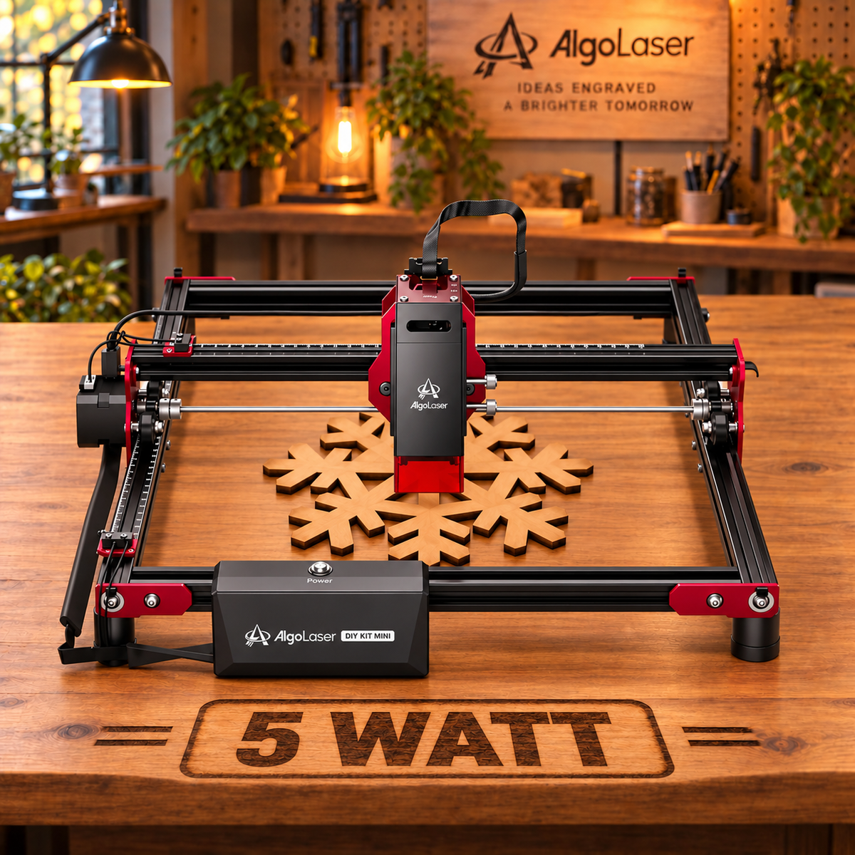 Laser Graveermachine 5W - Laser Cutter - Laserprinter All In One - Graveren - Zwart - Hout Acryl Laser Snijmachine - Bedienbaar Met APP