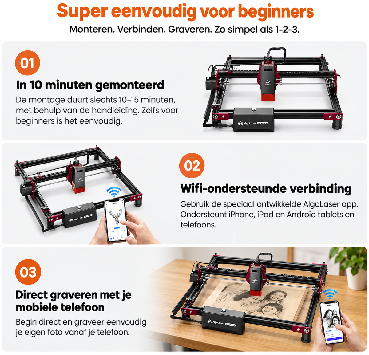 Laser Graveermachine 5W - Laser Cutter - Laserprinter All In One - Graveren - Zwart - Hout Acryl Laser Snijmachine - Bedienbaar Met APP