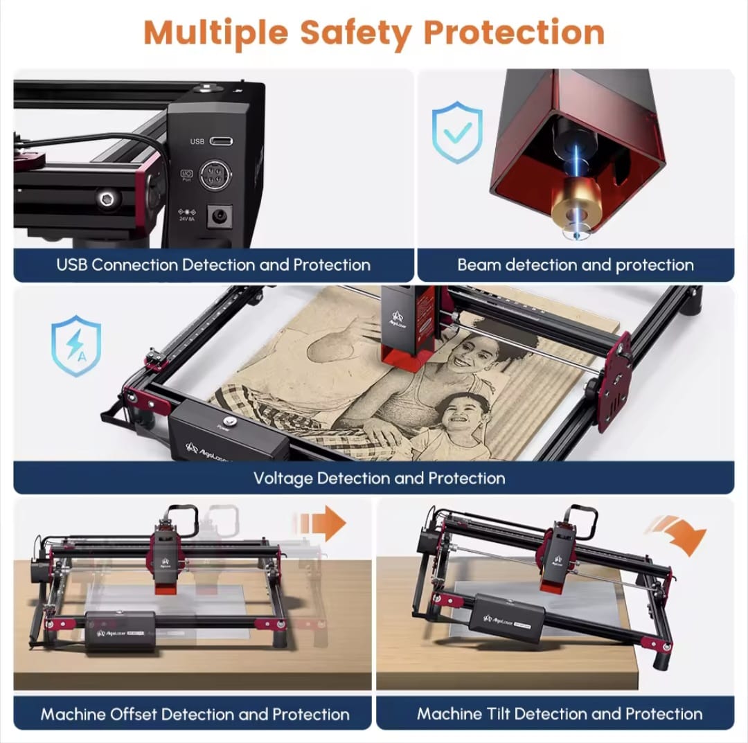 Laser Engraving Machine - Engraving Machine - Black - Engraver - 5W - With Rotary Roller - Laser Cutter - Wood Acrylic Laser Cutting Machine - Ultra-thin Laser