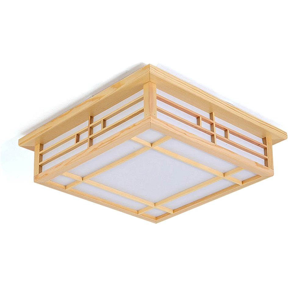 LED Plafondlamp Hout - Dimbaar Met Afstandsbediening - Moderne Houten Lamp - 45 cm - Plafonniere