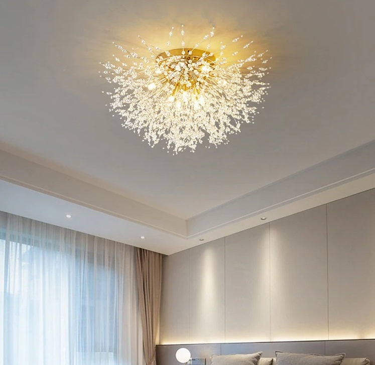 Luxury Crystal Ceiling Lamp - Dandelion Chandelier - Crystal LED Lamp - Gold - 60 cm - Modern Lamp - Ceiling Lamp - Ceiling Light