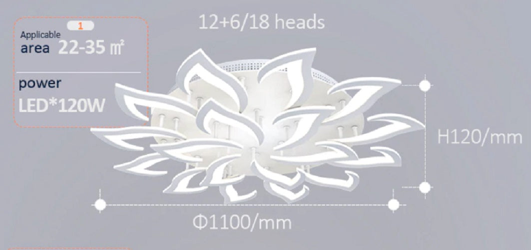 Modern Lotus LED Ceiling Light - White - Dimmable With Remote Control And App - For Living And Dining Room - Ceiling Fixture