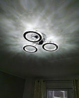 Crystal 3 Circle LED Ceiling Light - Chrome - 31 W - Dimmable With App And Remote Control - Modern Ceiling Fixture For The Living Room