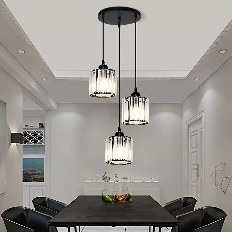 Crystal Pendant Light - Black - E27 Without Bulb - Modern - For Living Or Dining Room