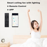 LuxiLamps - 4-Ring LED Ceiling Fan - Black - 6 Speeds - Smart Lamp - Dimmable with Remote Control & APP - Modern Circular Fan Light - Chandelier Fan