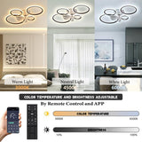 LuxiLamps - 4-Ring LED Ceiling Fan - Black - 6 Speeds - Smart Lamp - Dimmable with Remote Control & APP - Modern Circular Fan Light - Chandelier Fan