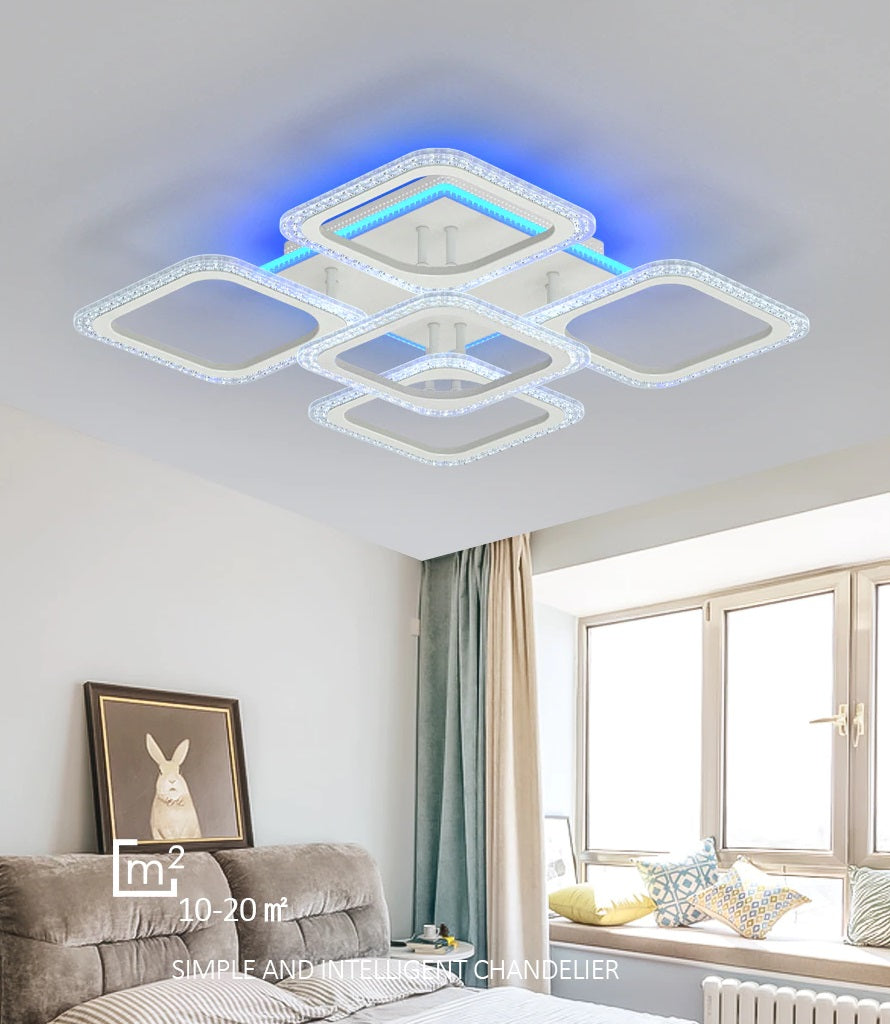 LuxiLamps - 4x1 Head Ceiling Lamp - Smart Lamp - White - 50 cm - Remote Control and APP - Living Room Lamp - Ceiling Lamp