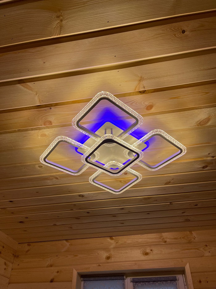 LuxiLamps - 4x1 Head Ceiling Lamp - Smart Lamp - White - 50 cm - Remote Control and APP - Living Room Lamp - Ceiling Lamp