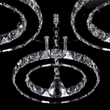 LuxiLamps - 5 Heads Ceiling Light - Dimmable With APP & Remote Control - Modern 5 Rings Chrome Chandelier - Lighting - LED Crystal Ceiling Lamp - 50W